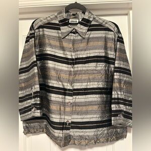Chico's Woman’s Striped Metallic Shirt Jacket, Size 2 (L): 12-14 US
